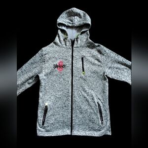 Grey Slipknot Zipup Womens Hoodie Size Medium With Green Accents And Zip Pockets
